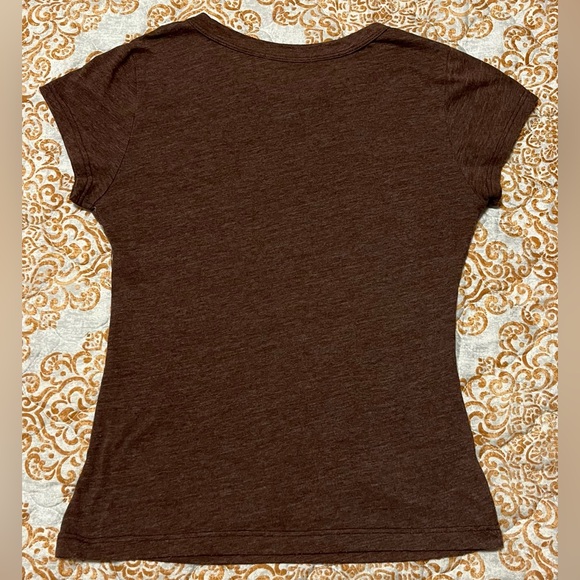 Graphic cotton tee T-shirt (Y2K) brown & metallic gold print - size: small - Picture 5 of 9